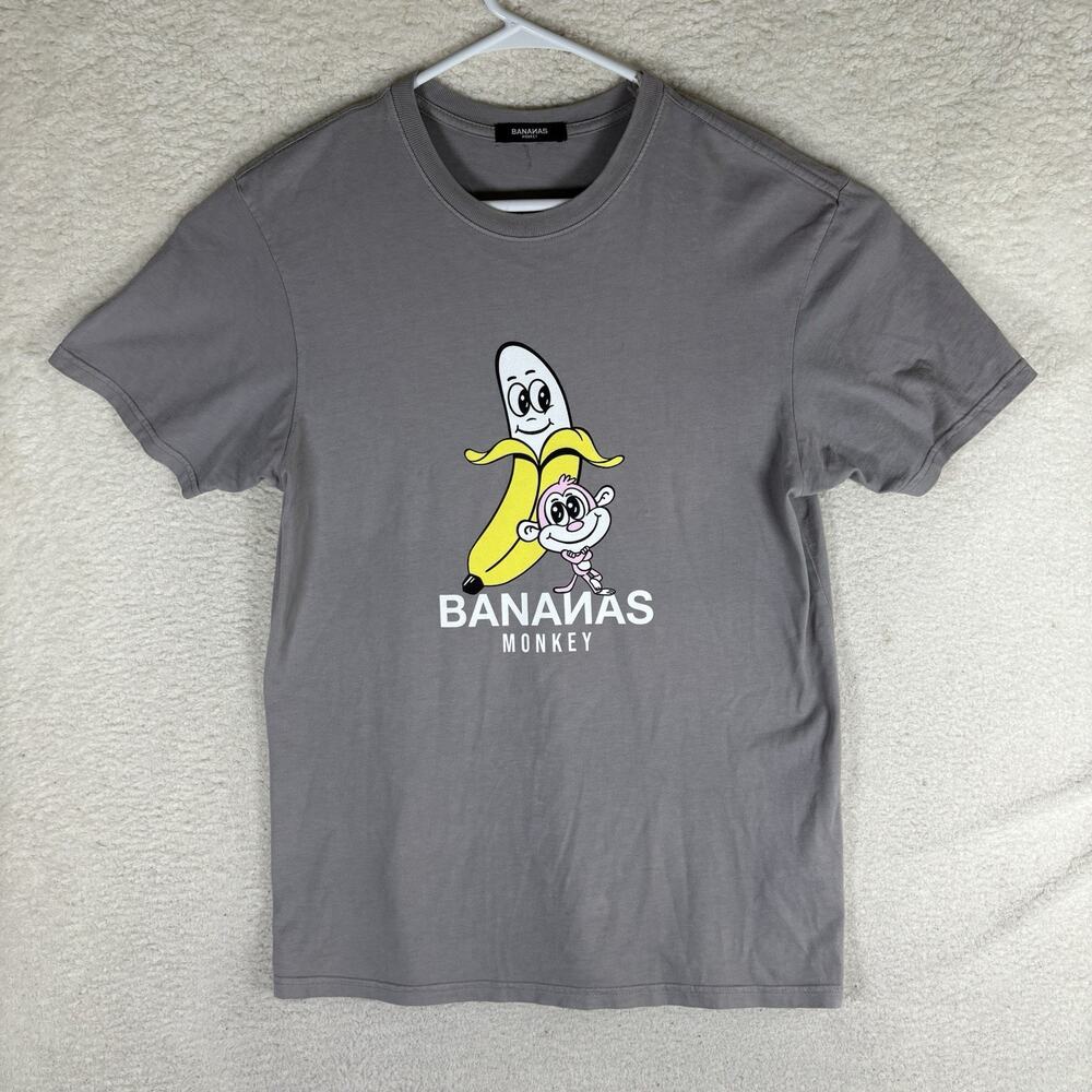 Bananas Monkey Shirt Mens Medium Gray Graphic Tee Steetwear Hip Hop Rap